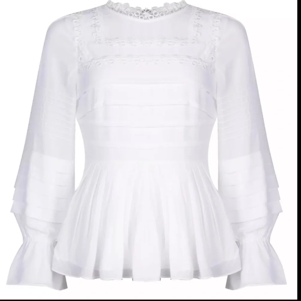 Ted Baker Women's Roobee Pintuck Detailing Long Sleeve Top - White sz 3 US 8 - Picture 2 of 11